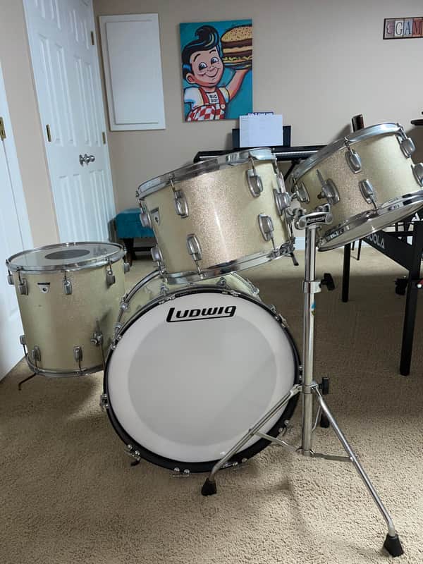 Ludwig Standard 12/13/16/22 Drum Kit 1970’s - Silver Mist image 1