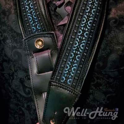 Well-Hung "1969 Series  - Wedding Bell Blues" 3" wide padded leather guitar strap image 3