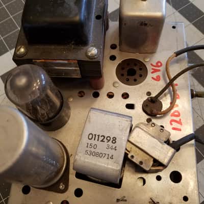 Silvertone Sears Project mono Tube Amplifier 6V6 project chassis 3070 Crescent AlNiCo speaker 1954 Silver image 6