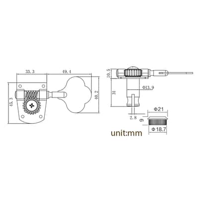 1 Pc Electric Bass Tuning Peg, Open Machine Head Tuner for Electric Bass(for Right Row) image 5