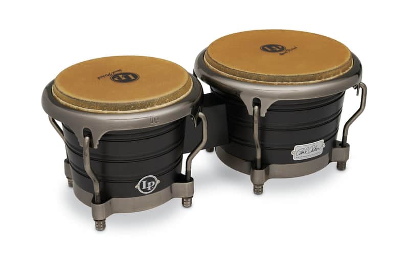 Latin Percussion LP201AX-2RRB 7-1/4-inch and 8-5/8-inch Raul Rekow Bongos - Dark Walnut with Black Satin Hardware image 1