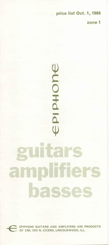 Epiphone- Price List, Oct. 1, 1966 image 1