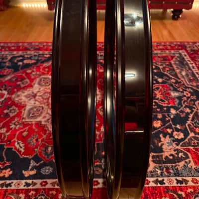Pair of 20" Metal Bass Drum Hoops - Black w/ Black Inlay image 2