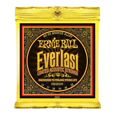 Ernie Ball 2554 Everlast 80/20 Bronze Medium Coated Acoustic Guitar Strings (13-56)