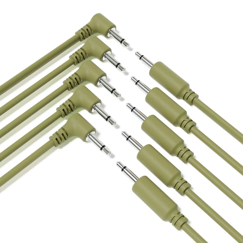 ExcelValley [Army Green | 90 cm - 35.43"] 5-Pack Hybrid Mono Modular Patch Cables TS 3.5mm 1/8" Eurorack Synth Synthesizer image 1