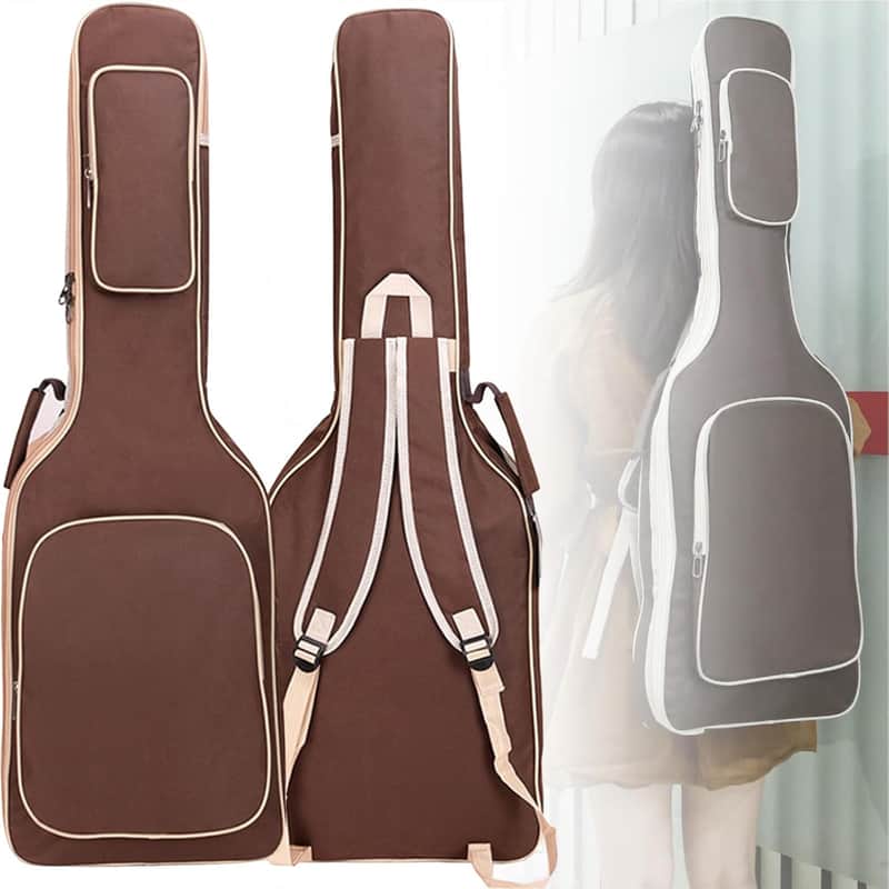 Electric Guitar Bag 40 Inch, Guitar Case with Double Shoulder Adjustable Straps, Guitar Gig Bag Large Capacity Pocket, Waterproof Soft Guitar Backpack Ideal Gift, Brown image 1