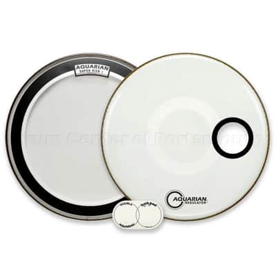 Aquarian Super Kick I Clear/Regulator White Bass Drumhead Pack 24"