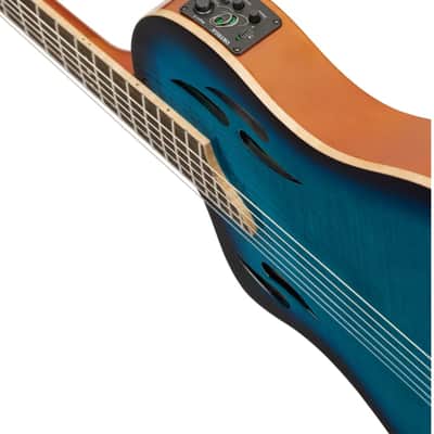 Ortega TourPlayer Series Nylon String Acoustic-Electric Guitar - RTPDLX-FMA-L, Left-handed, Flamed Mapled Blue image 10