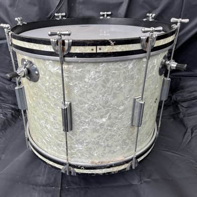 Cleveland Era Rogers, 8x12" Concert Tom & 14x20" Single Tension Bass Drum,  2 Piece Drum Set, White Marine Pearl Finish Red Sparkle Finish image 4