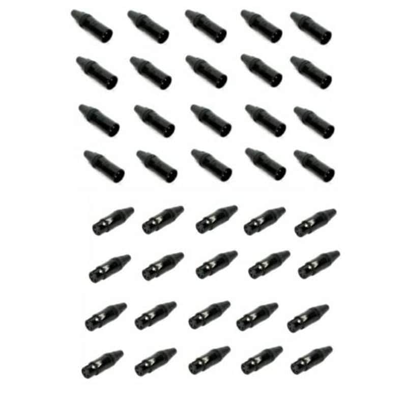 PROX XLR DMX 3 pin Male Connectors - 20 Male and 20 Female Pack Black image 1
