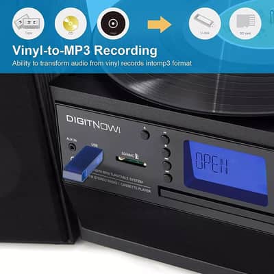 Bluetooth Record Player Turntable with Stereo Speakers, CD Recorder, Vinyl to MP3 – M504 image 8