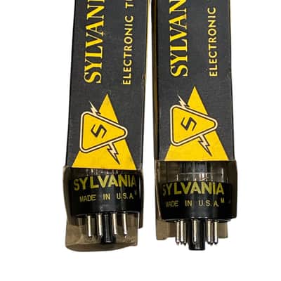 Sylvania Matched Pair Sylvania 6SN7GTB Chrome Top - 1956 Vintage NOS - USA 1956 - Black Plate image 3