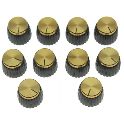 Marshall Amp Knobs - Black with Gold Cap, Push-On (Set of 10) image 1