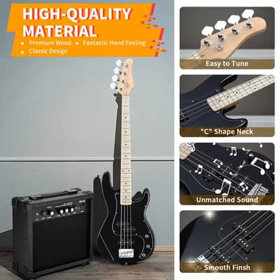Cxxss 46in Electric KP 4 String Bass Guitar Bass - Sunset / With Bag,20W AMP image 2
