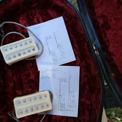 2x NOS Vintage 70s White Red Rhodes Velvet Hammer duo 54 Humbucker Pickup (lot006) image 5