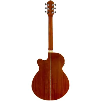 Oscar Schmidt OG10CEFYS Concert Cutaway Acoustic Electric Guitar, Flame Yellow Sunburst image 2