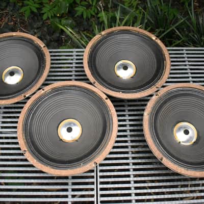 Quad of original Pre Rola Celestion Greenbacks from 1970 G12H T1534 Pulsonic cone 102-014 55hz Alumi image 17