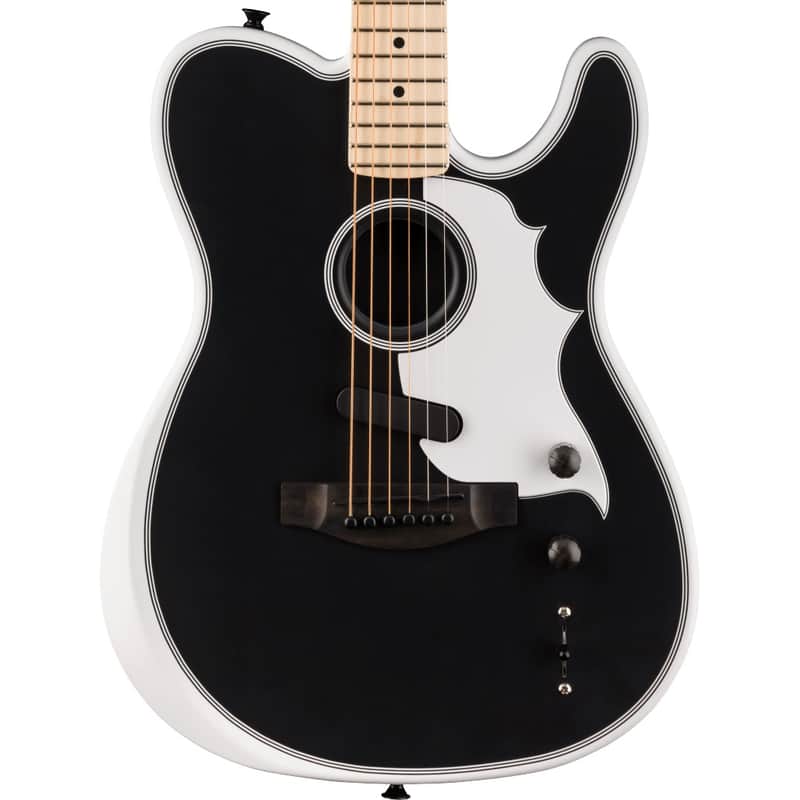 Fender Jack White Triplesonic Acoustasonic Telecaster Satin Arctic White with Black Top image 1