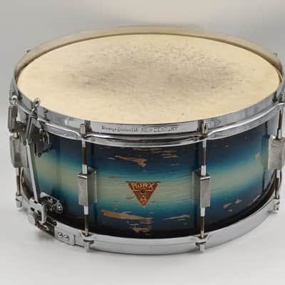 Vintage Ajax 1930s New Century Dual Snare Drum – Blue Silver Duco – Solid Shell image 2