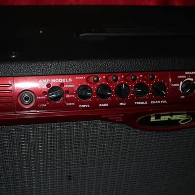 Line 6 Spider 210 W/ FB-4 footswitch 50-Watt 2x10" Stereo Digital Modeling Guitar Combo 1999 - 2000 - Black / Red image 2