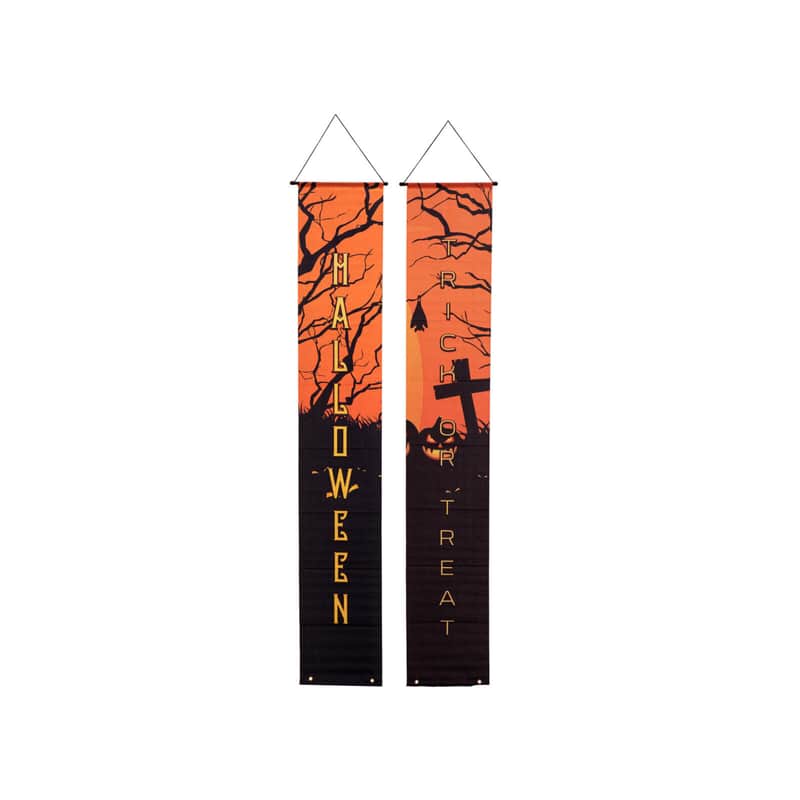 Europalms Halloween Banner, Geisterhaus 2er-Set, 30x180cm - Halloween Decoration image 1