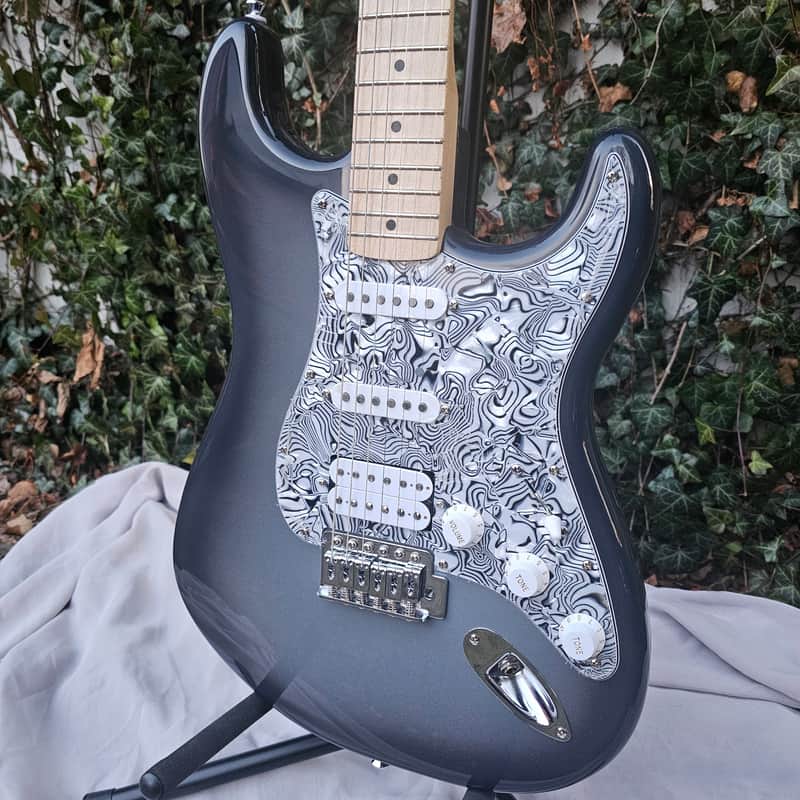 Wilhelm Guitars Custom Handmade HSS Strat Solid Body Electric Guitar "Silverburst" image 1