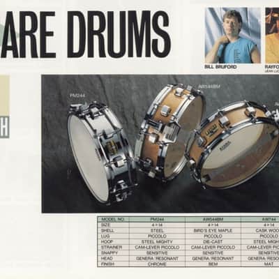 Original TAMA AW544BM Piccolo Snare 14x4" Bird's Eye Maple DieCastHoops NOS Vintage RARE image 11