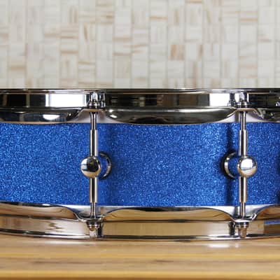 Click Icon 4x14 10ply Maple Snare Drum - Blue Satin Sparkle image 2