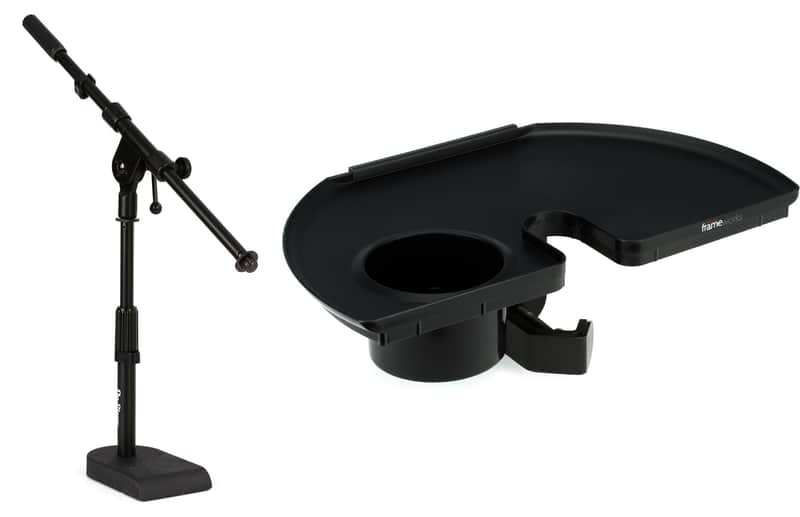 On-Stage MS7920B Bass Drum / Boom Combo Mic Stand Bundle with Gator Frameworks GFW-MICACCTRAY Microphone Stand Accessory Tray image 1
