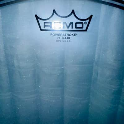 Remo Powerstroke P3 Clear Bass Drum Head with White Falam Slam Patch - 22" 2010s - Clear image 2