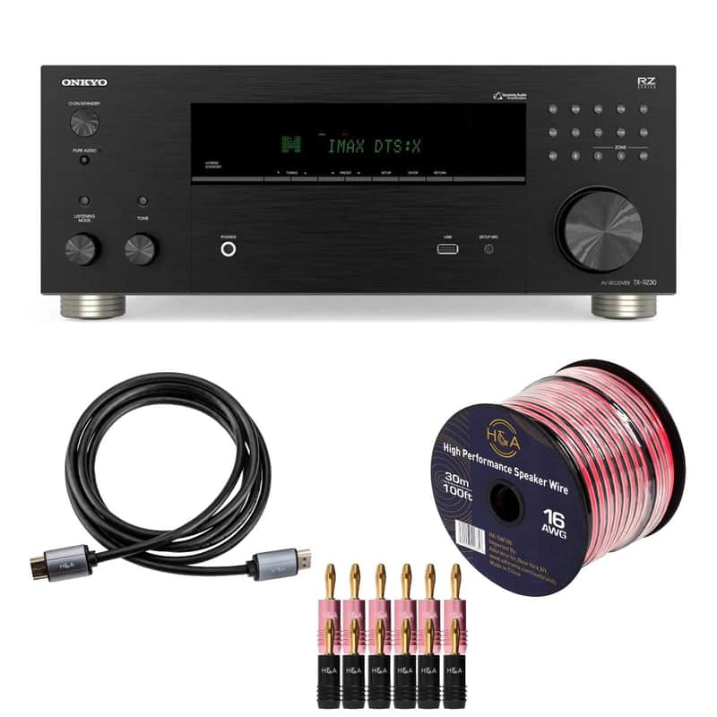 Onkyo TX-RZ30 170W 9.2-Channel 8K/4K Network AV Receiver, Black WIth Cables image 1