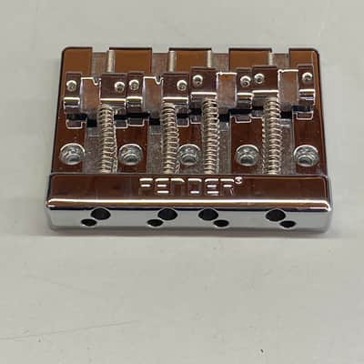 Used Fender 099-4407-000 HiMass 4-String Bass Bridge Assembly with Zinc Saddles 2010s - Chrome image 1