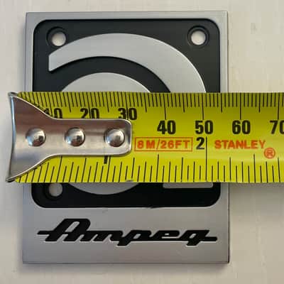 AMPEG logo badge plastic 2 1/4" x 2 3/4" silver/black + screws image 4