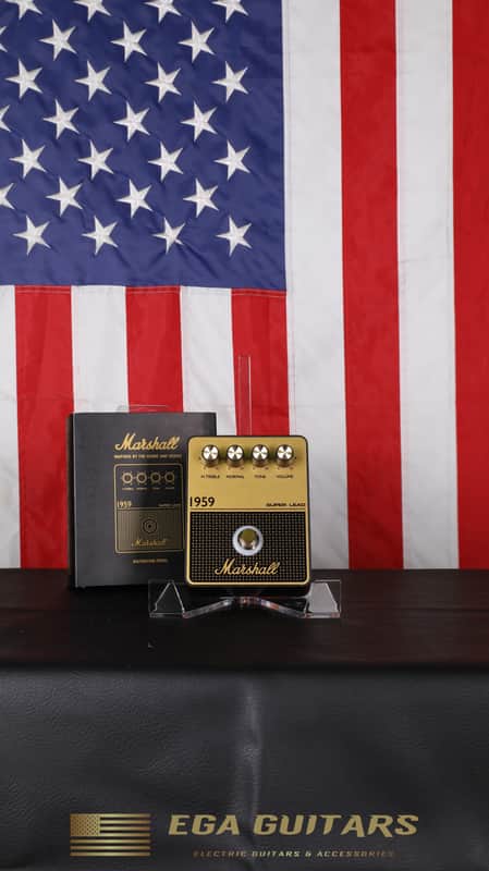 Black Marshall Super Lead amplifier with gold trim and 1959 model year.