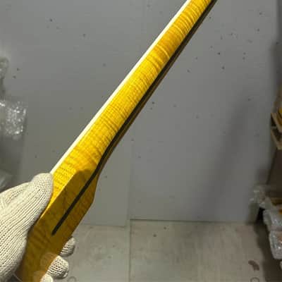 AAA 4 string Yellow Gloss Flame Maple Electric Bass neck 20 Fret Rosewood Inlay image 3