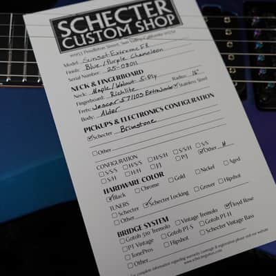 Schecter USA CUSTOM SHOP Sunset Extreme FR Blue-Purple Chameleon 6-String Electric Guitar w/ Black Tolex Hard Case image 5