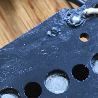 3 Vintage Fender Strat Pickups Set Squier? Black Plastic Bobbin Staggered Poles image 12