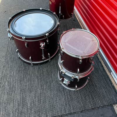 Pearl Export Series 4-Piece Drum Shell Pack Wine Red 22/16/13/12 w/ Upgrades image 4