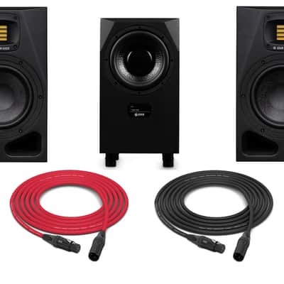 Adam Professional Audio A7V 7-inch Powered Studio Monitor Pair w/ Sub10 Mk2 10 inch Powered Studio Subwoofer image 1