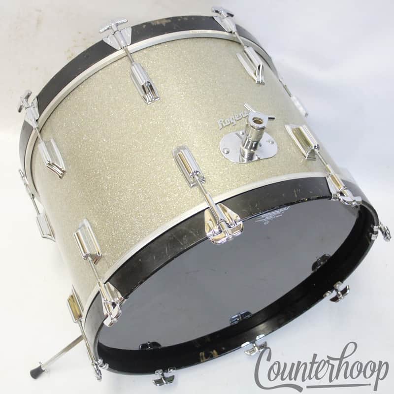 *Rogers 20x14"Cleveland Silver Sparkle"Top Hat"Bass Drum Holiday Vintage 60s USA image 1