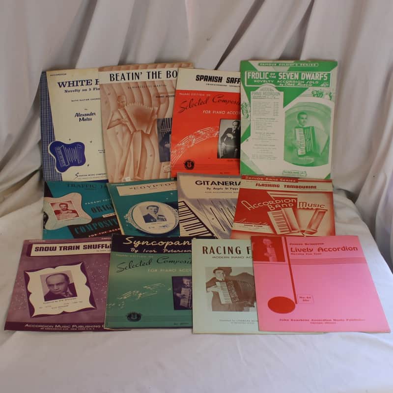 Lot of 12 Used Vintage Accordion Sheets - Fun Novelties (Alfred, O Pagani, Mills, and More!) image 1