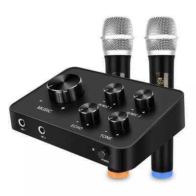 Karaoke Microphone Mixer System with Dual UHF Wireless Mics, HDMI & AUX In/Out image 2