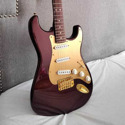 Custom Squier 40th Anniversary Gold Edition Stratocaster - Ruby Red Metallic, 100% Rosewood Neck (2022) image 16