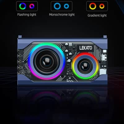 LEKATO Bluetooth Speaker, Portable Transparent Wireless Speakers with Bass, Shower Speaker Mixed RGB Light, 25W HD Stereo Sound, 12H+ Playtime, Waterproof Party Speaker Gifts for Travel Outdoor Beach image 4
