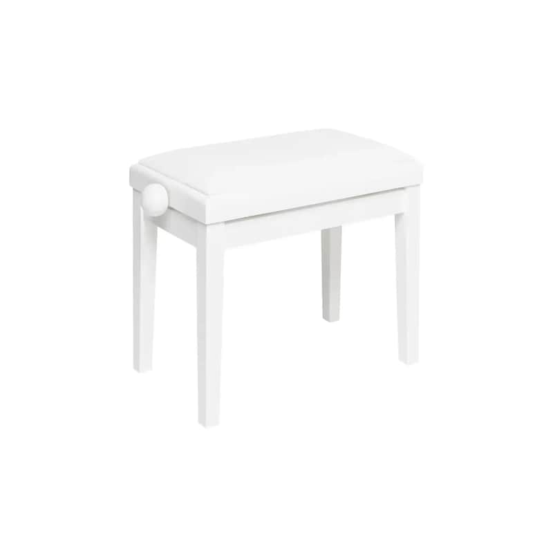 Stagg Matte White Adjustable Piano Bench with White Velvet Top image 1