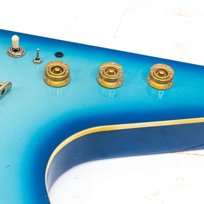 1980s Cort Flying V Electric Guitar – Blue Fade – Made in Korea image 13