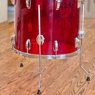 Vintage 70's Ludwig Vistalite 18" Floor Tom Red Acrylic for Drum Set Kit 1970's image 7