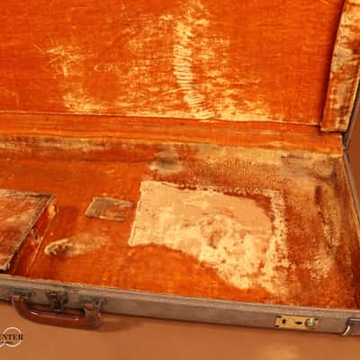 Original Vintage 1959-1961 Fender Jazzmaster Brown Tolex Hardshell Case with Yellow Interior image 8