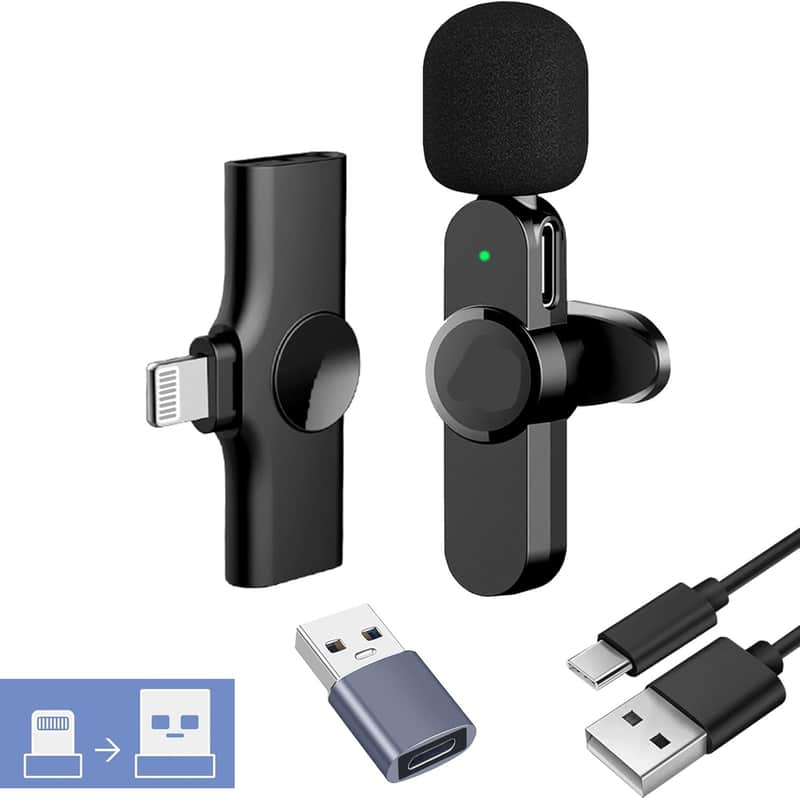 Wireless lavalire Microphone, Clip on Microphones, Hi-Fi Audio, Wireless Mic A3, for iPhone 7-14, Laptop, Zoom Meeting, Video Recording, tiktok image 1