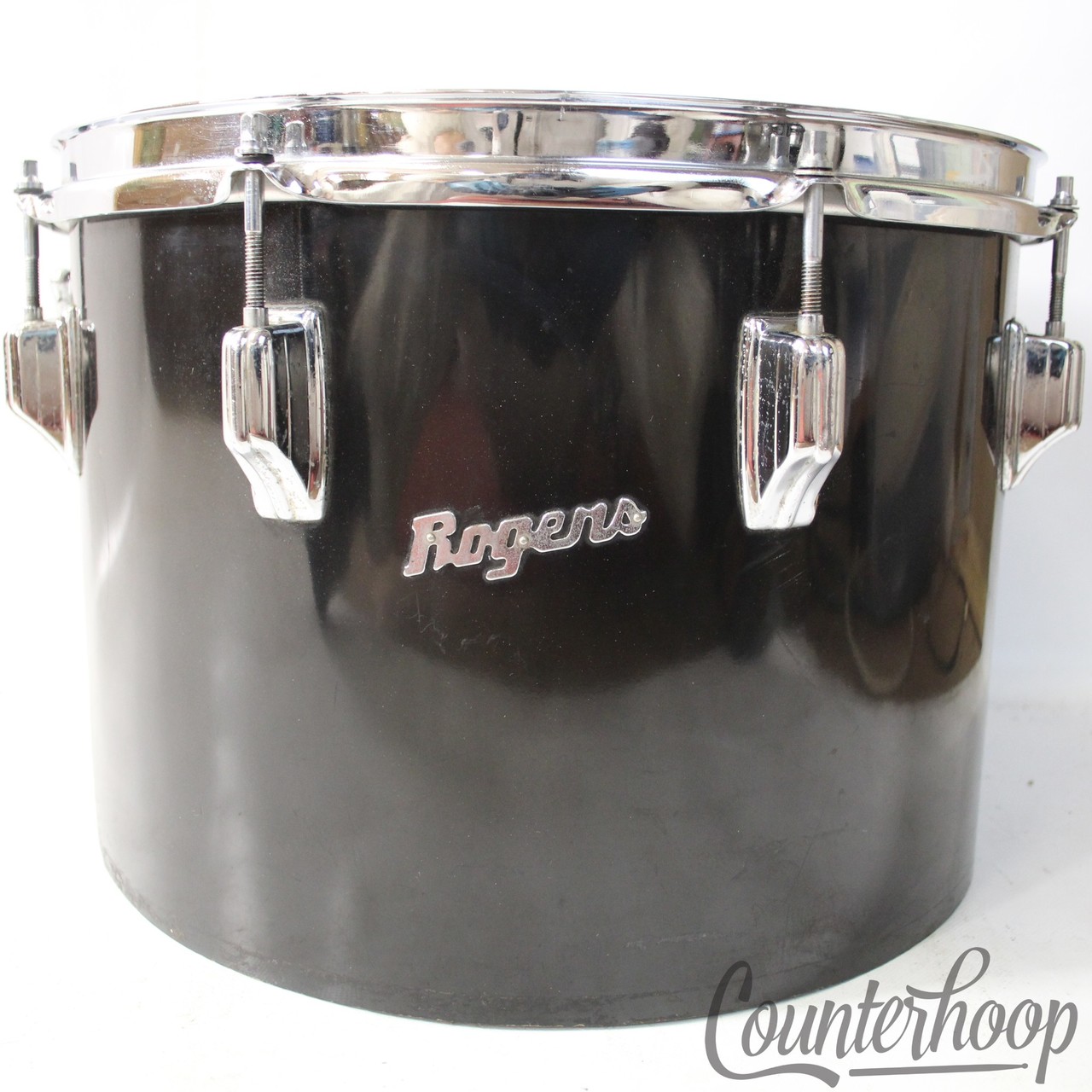 Rogers 14x10"Jet Black Pearl Concert Tom Drum Powertone Swivomatic Vintage 70s* — main photograph